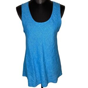 Flax Top Linen Sleeveless Tank Lagenlook Coastal Beach New Blue Size Small